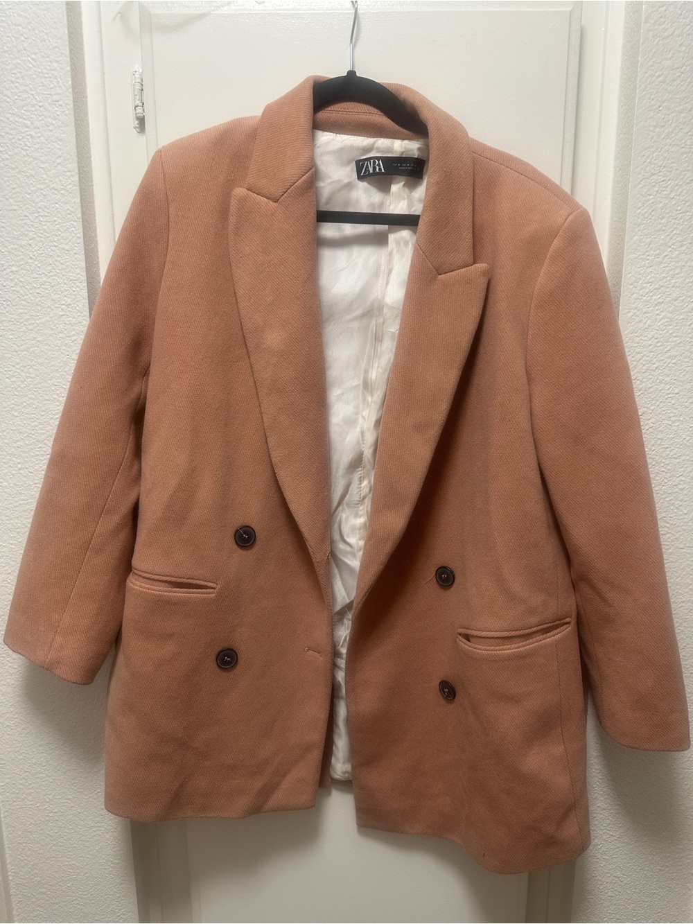 ZARA Cream-Lined Blazer with Black Label